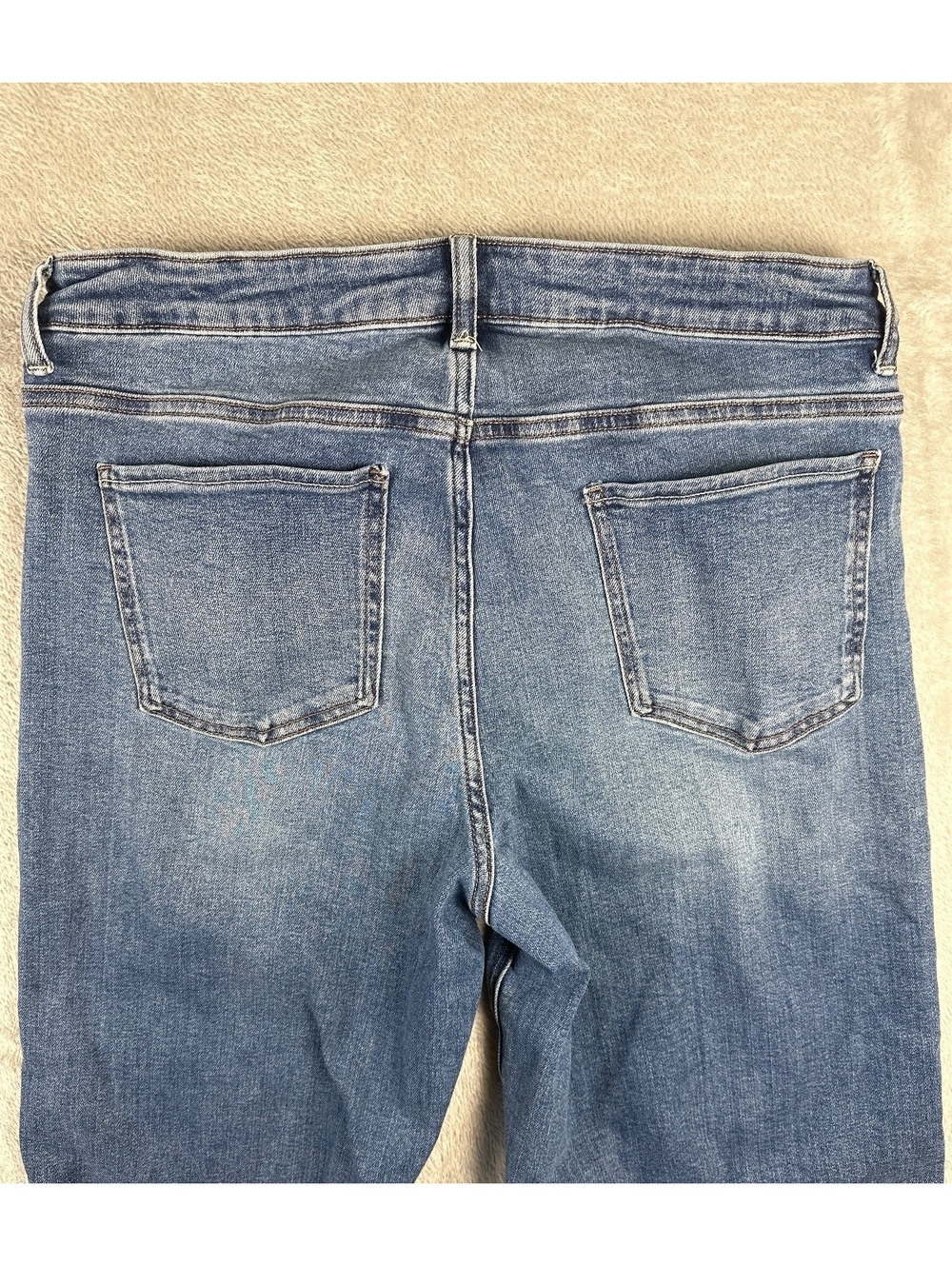 Quince Bella Stretch Wide Leg Jeans Womens 33 High Rise Twilight Blue Fray Plus - Picture 5 of 10